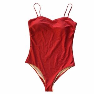 Chelsea28 Easy Retro Textured Red One Piece Swimsuit Size Large NWOT
